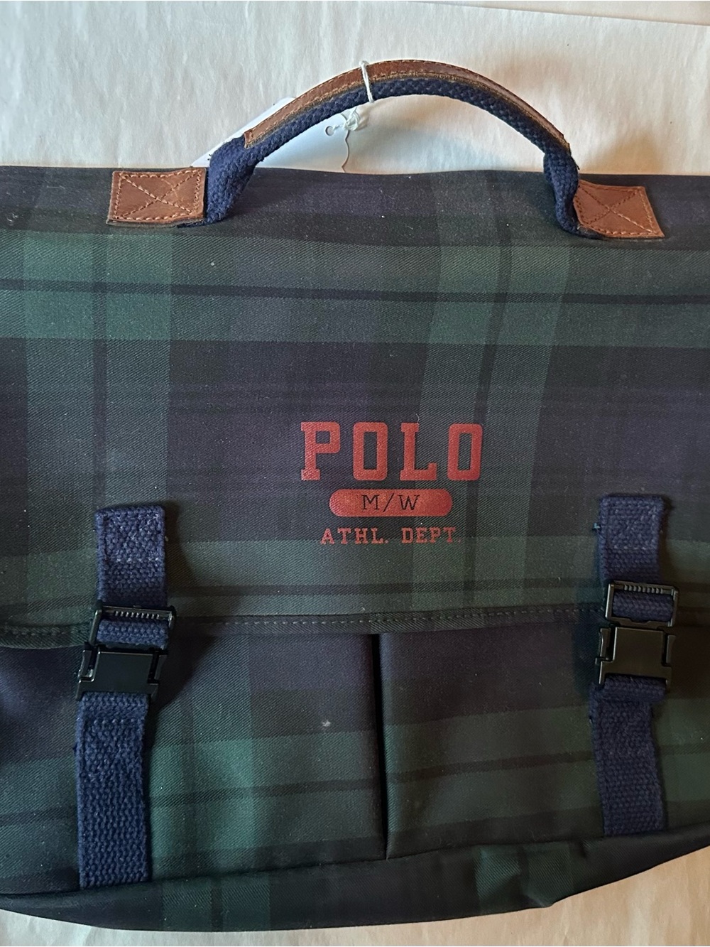 Polo Athl. Dept. Plaid Tee - Green & Red Logo